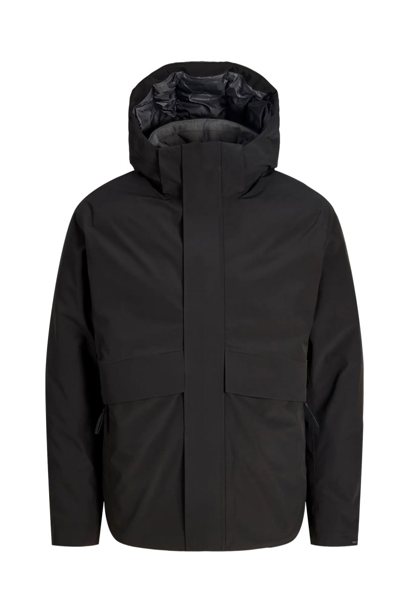 Jack & Jones Erkek Jprblamoon Kapüşonlu Su Geçirmez Puffer Mont 12301654 Siyah - Jack & Jones