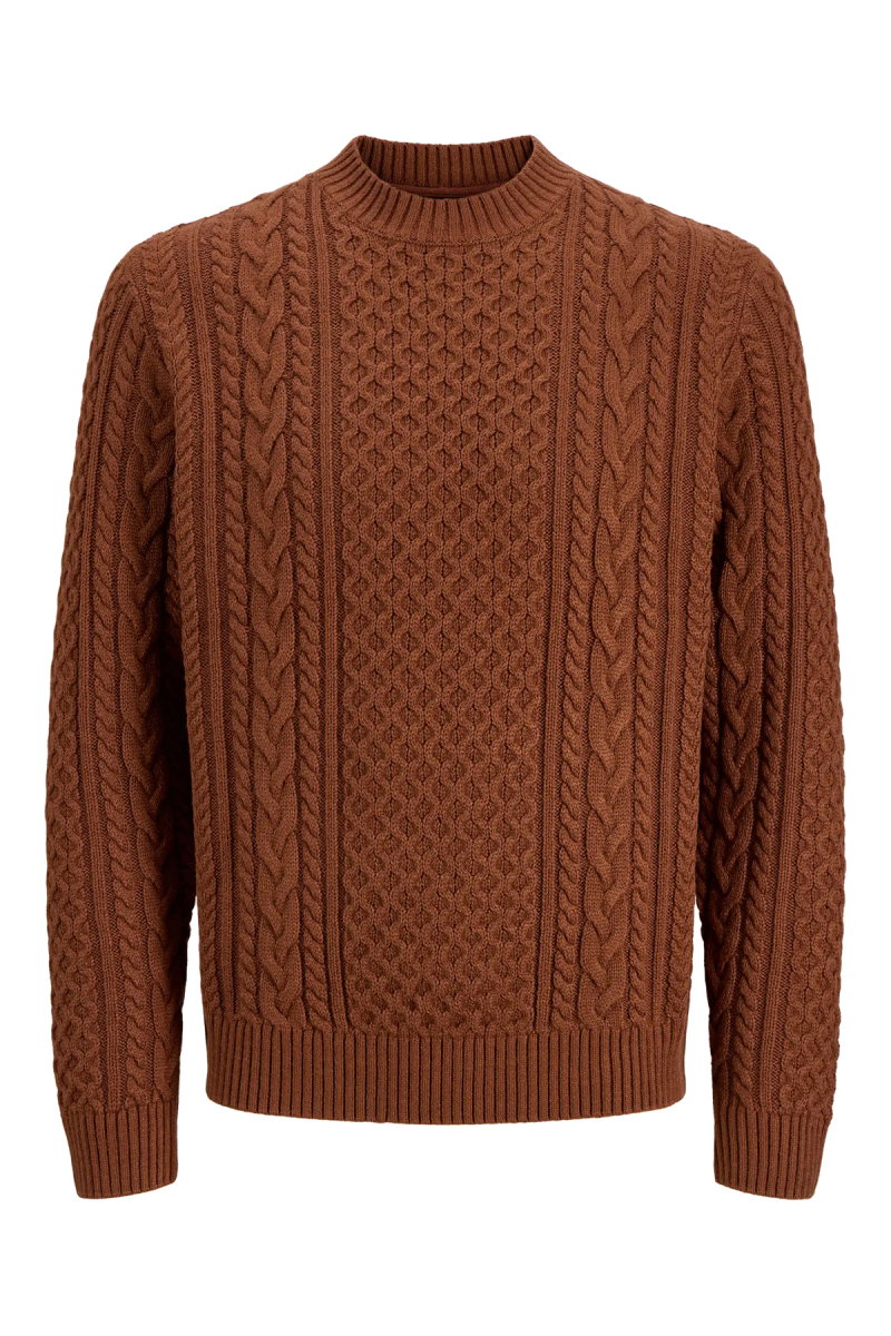 Jack & Jones Erkek Jprblucallum Bisiklet Yaka Pamuklu Örme Kazak 12299945 Tarçın - Jack & Jones