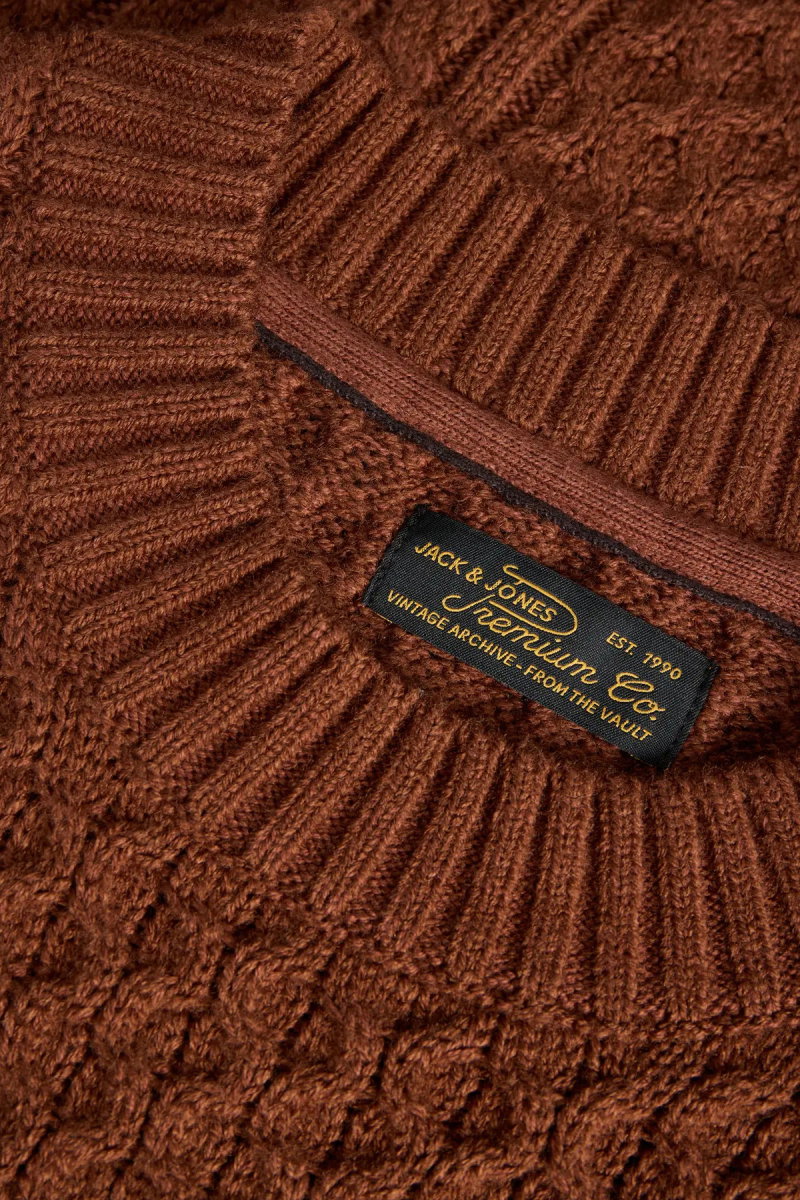 Jack & Jones Erkek Jprblucallum Bisiklet Yaka Pamuklu Örme Kazak 12299945 Tarçın - 3