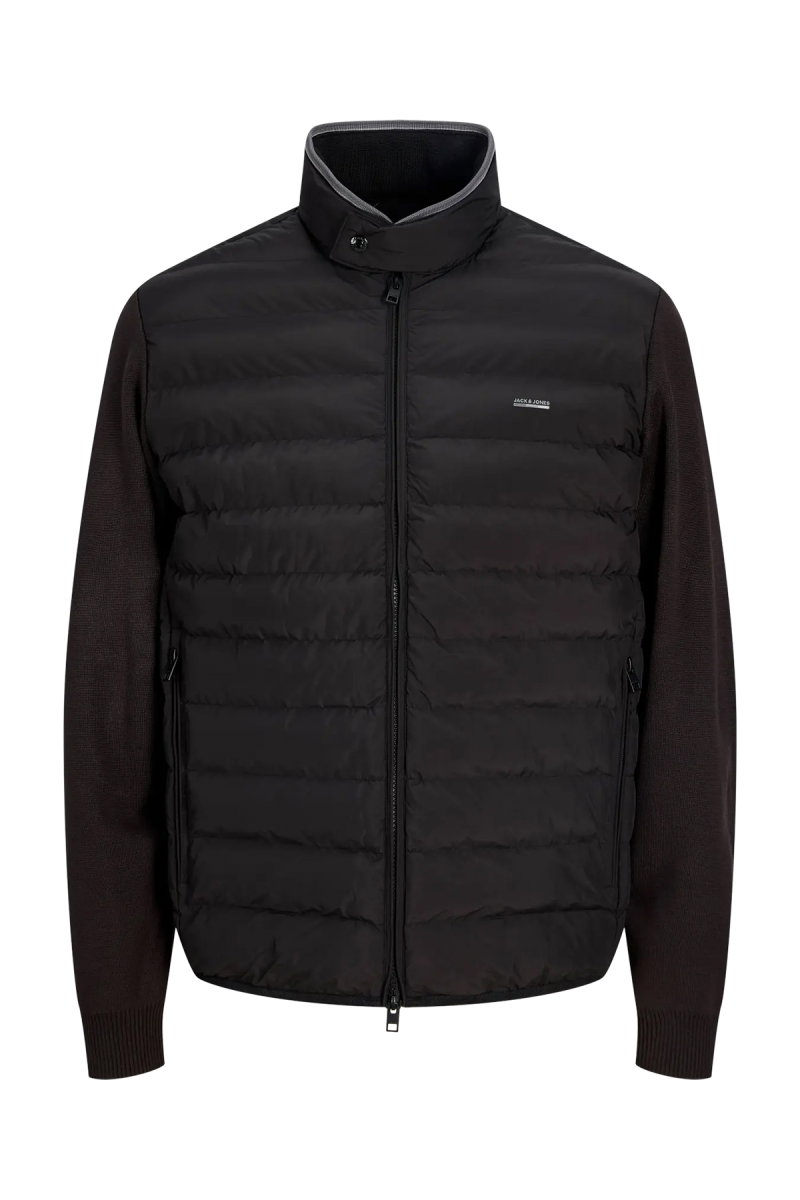 Jack & Jones Erkek Jprblugarry Kolları Örme Dik Yaka Ceket Mont 12303513 Siyah - Jack & Jones