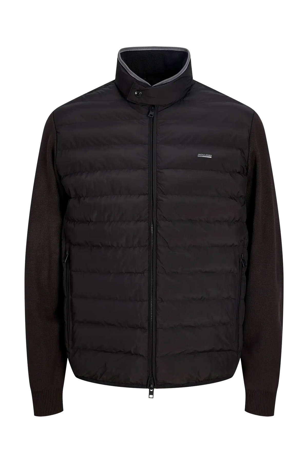 Jack & Jones Erkek Jprblugarry Kolları Örme Dik Yaka Ceket Mont 12303513 Siyah - 1