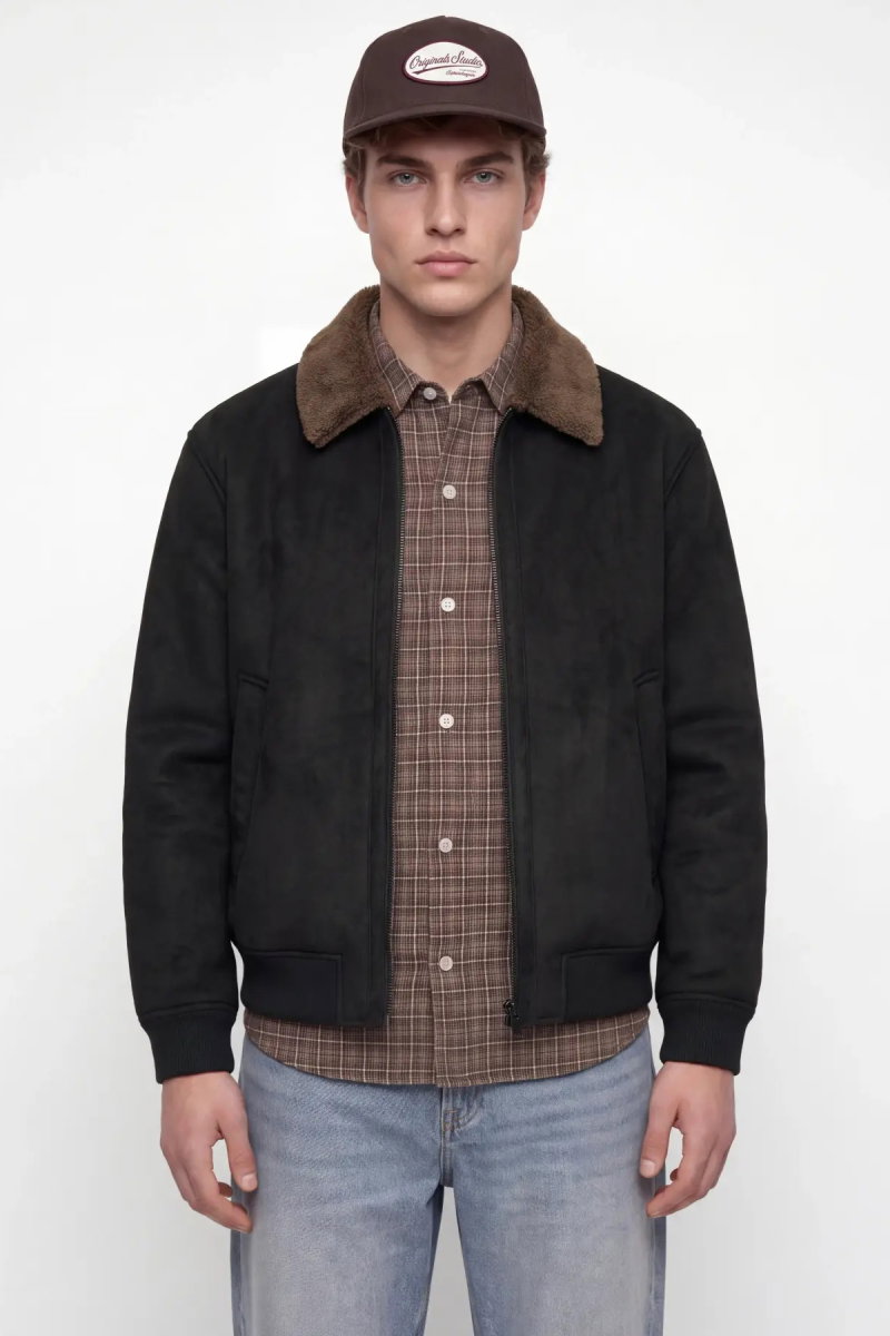 Jack & Jones Erkek Jprbluluke İçi Kürklü Süet Mont 12282444 Black - 3