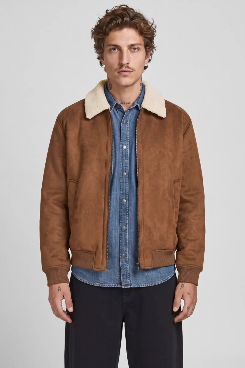 Jack & Jones Erkek Jprbluluke İçi Kürklü Süet Mont 12282444 Kahverengi - 2
