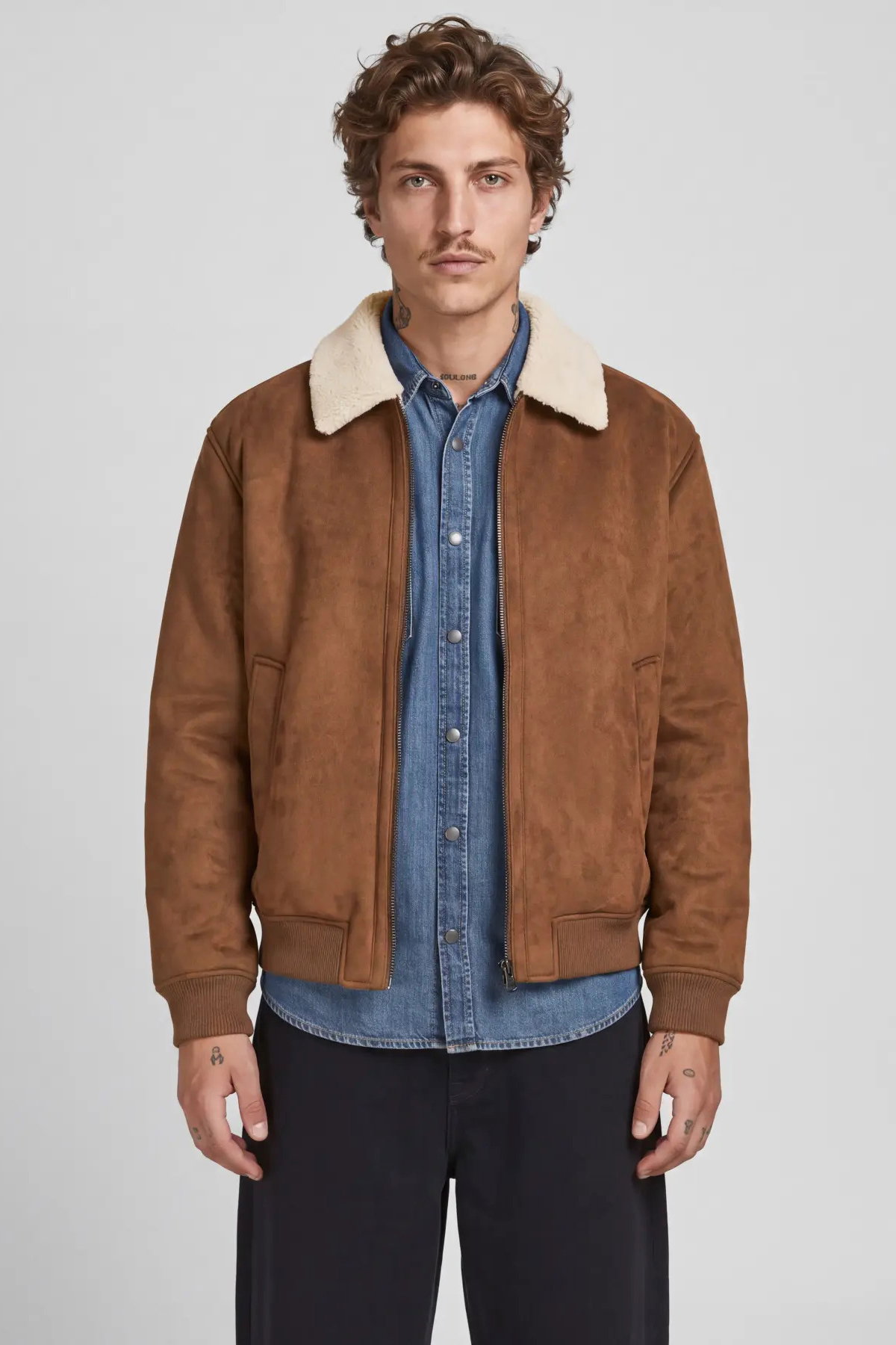 Jack & Jones Erkek Jprbluluke İçi Kürklü Süet Mont 12282444 Kahverengi - 2