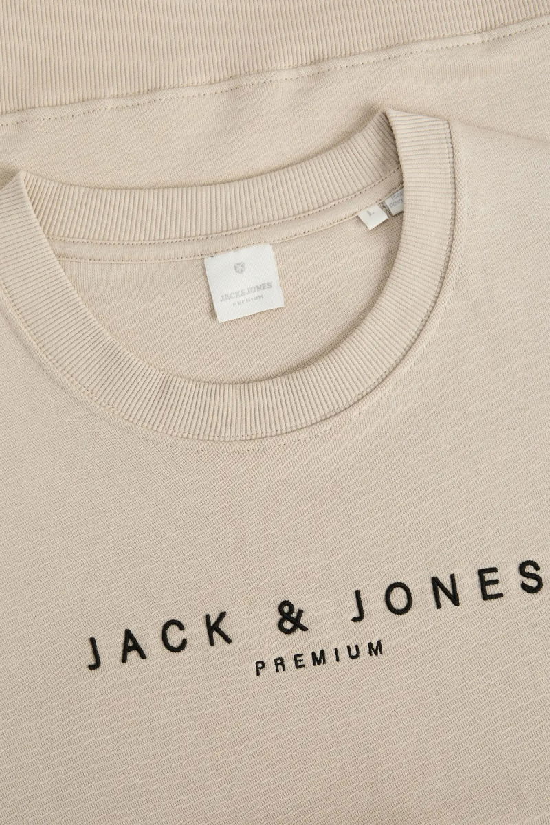 Jack & Jones Erkek Jprccjayson Yazı Detaylı Bisiklet Yaka %100 Pamuk Sweatshirt 12283436 Bej - 2