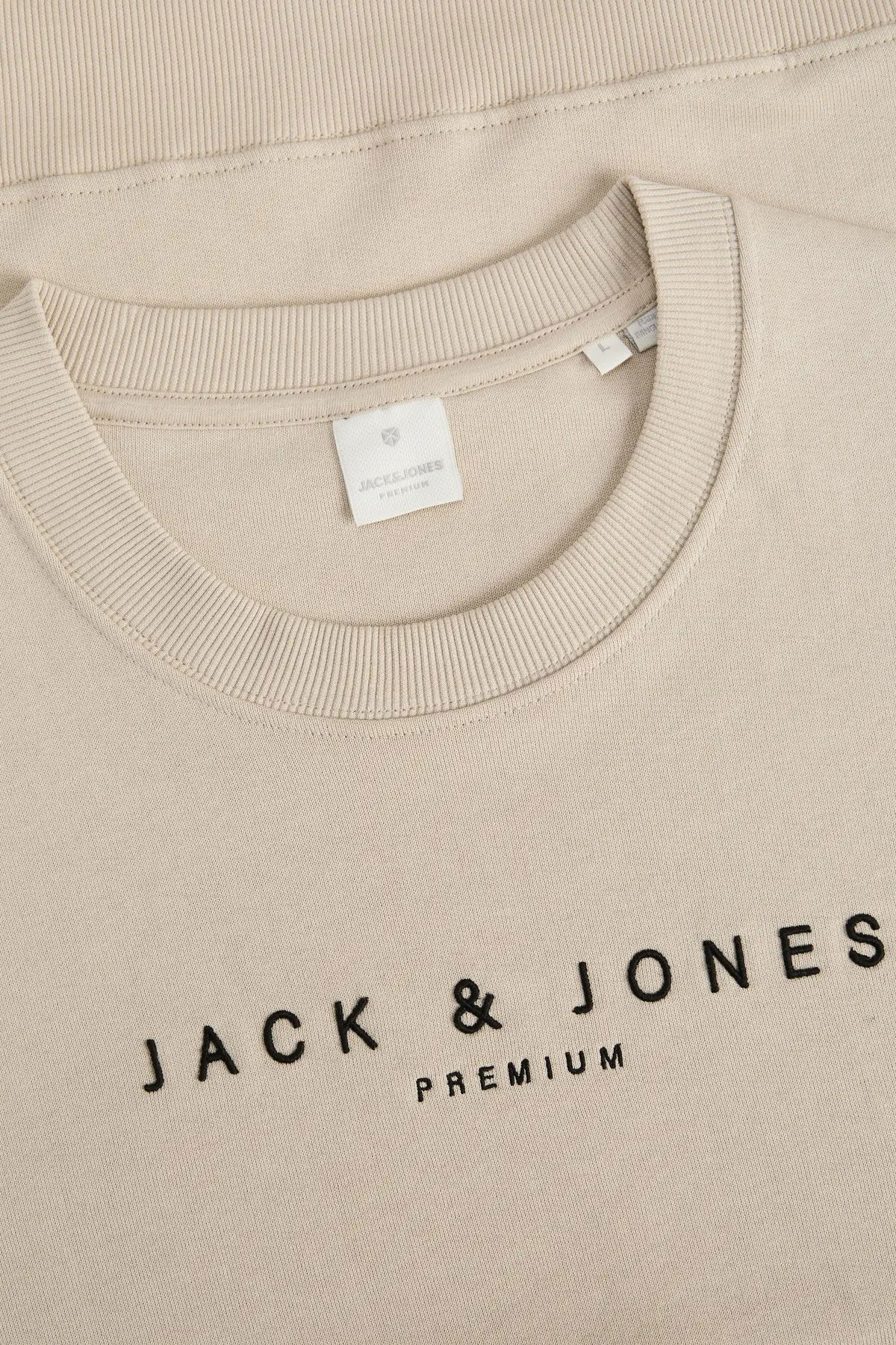 Jack & Jones Erkek Jprccjayson Yazı Detaylı Bisiklet Yaka %100 Pamuk Sweatshirt 12283436 Bej - 2