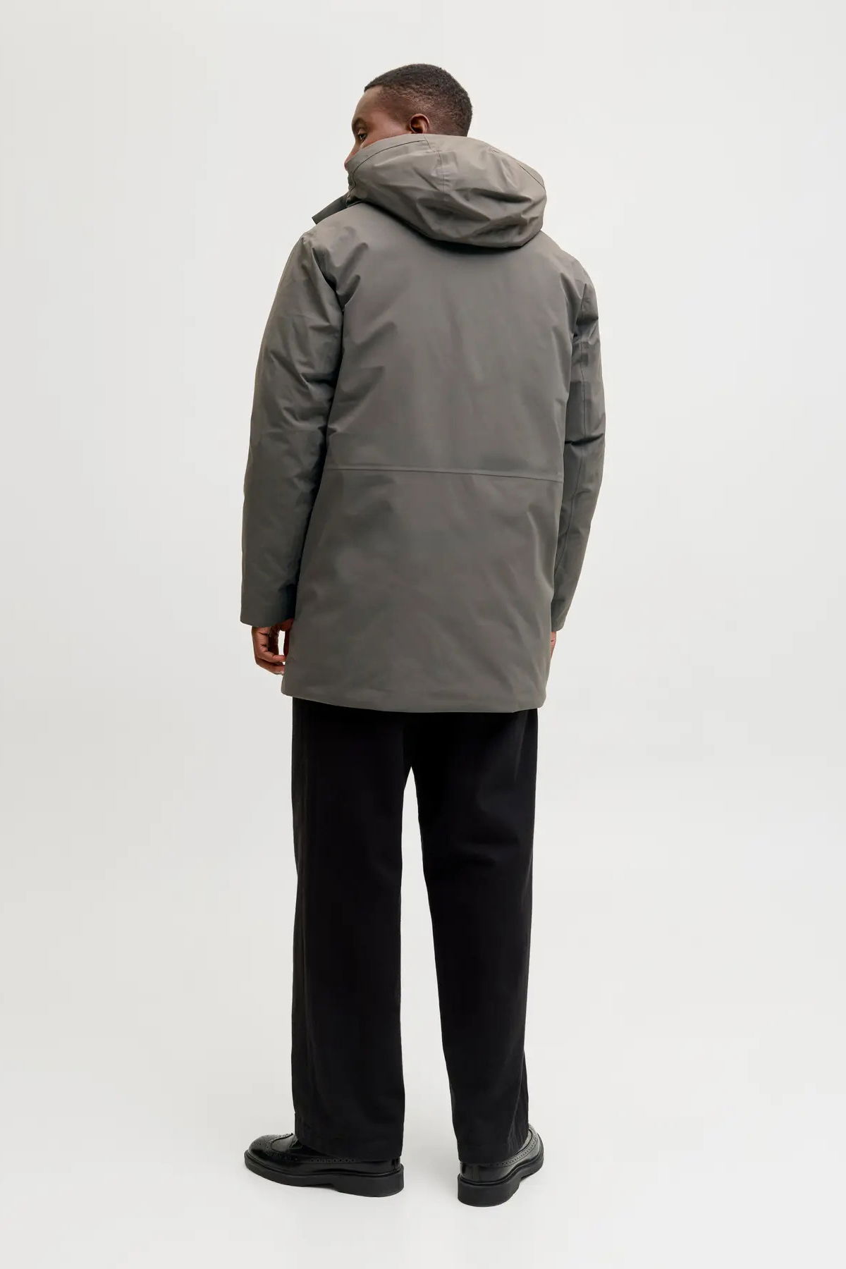 Jack & Jones Erkek Jprccmoon Su Geçirmez Kapüşonlu Kaban 12280904 Füme - 5