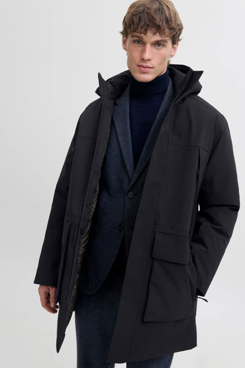 Jack & Jones Erkek Jprccmoon Su Geçirmez Kapüşonlu Kaban 12280904 Siyah - 2