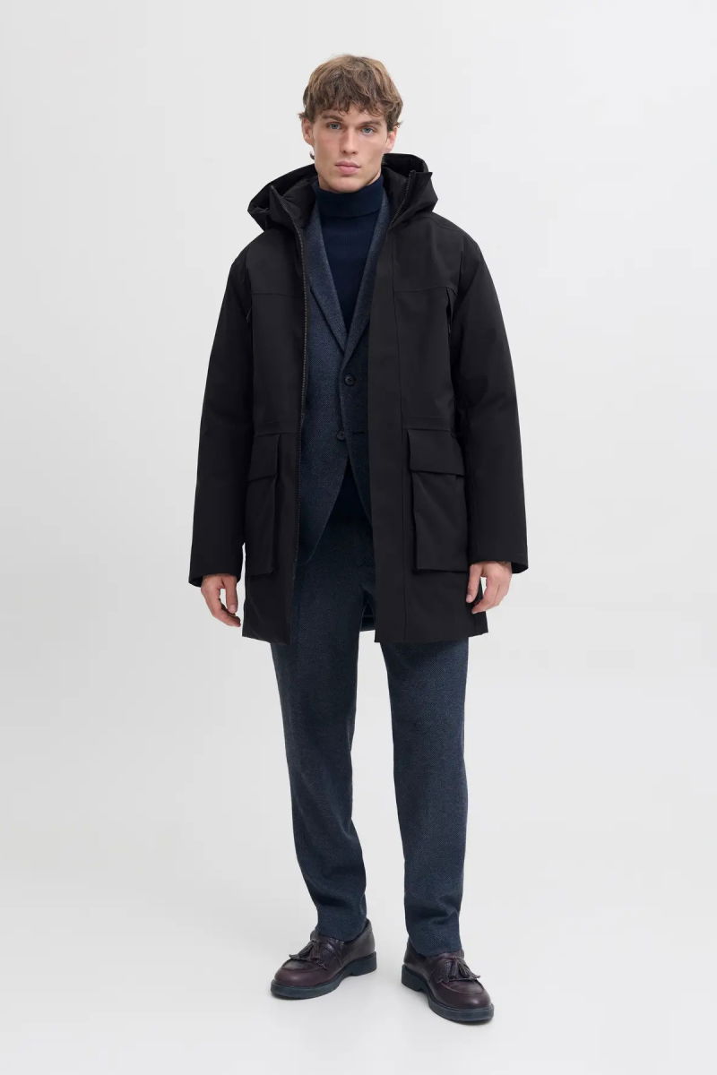 Jack & Jones Erkek Jprccmoon Su Geçirmez Kapüşonlu Kaban 12280904 Siyah - 4