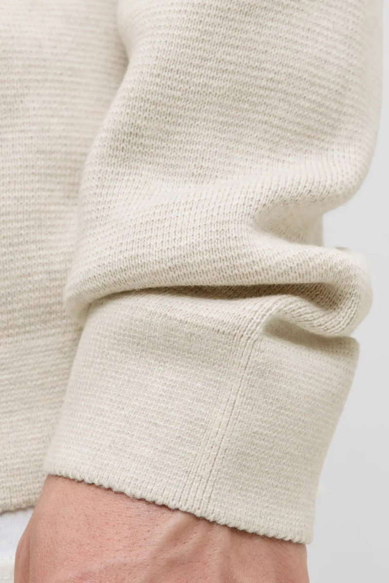 Jack & Jones Erkek Jprmılano Yarım Fermuarlı %100 Pamuk Örme Kazak 12259664 Krem - 4
