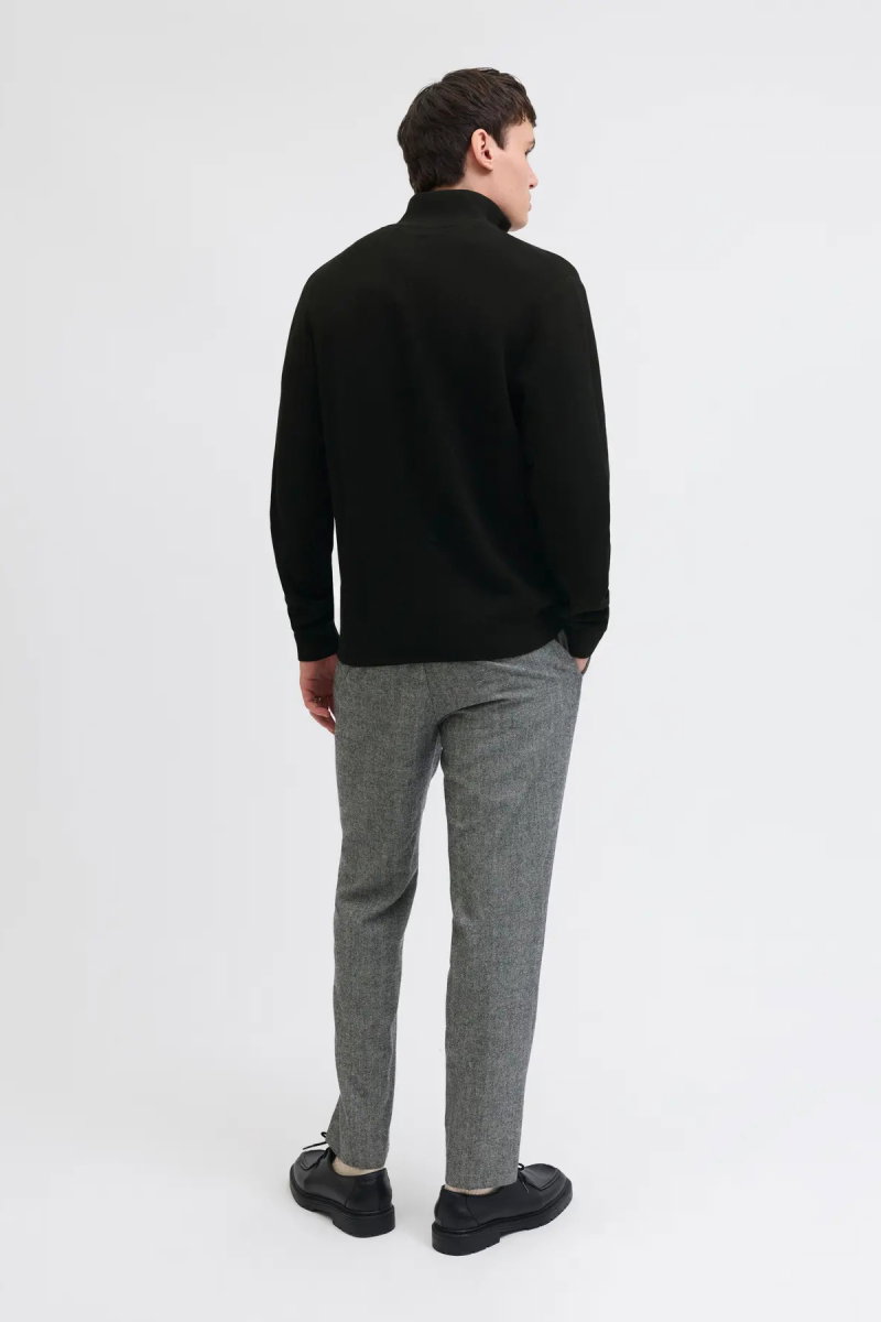 Jack & Jones Erkek Jprmılano Yarım Fermuarlı %100 Pamuk Örme Kazak 12259664 Siyah - 5
