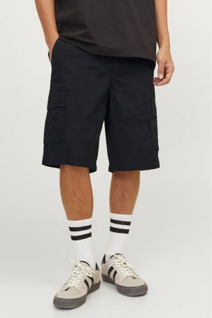 Jack & Jones Erkek Jpstcole %100 Pamuk Kargo Şort 12253222 Siyah - 2