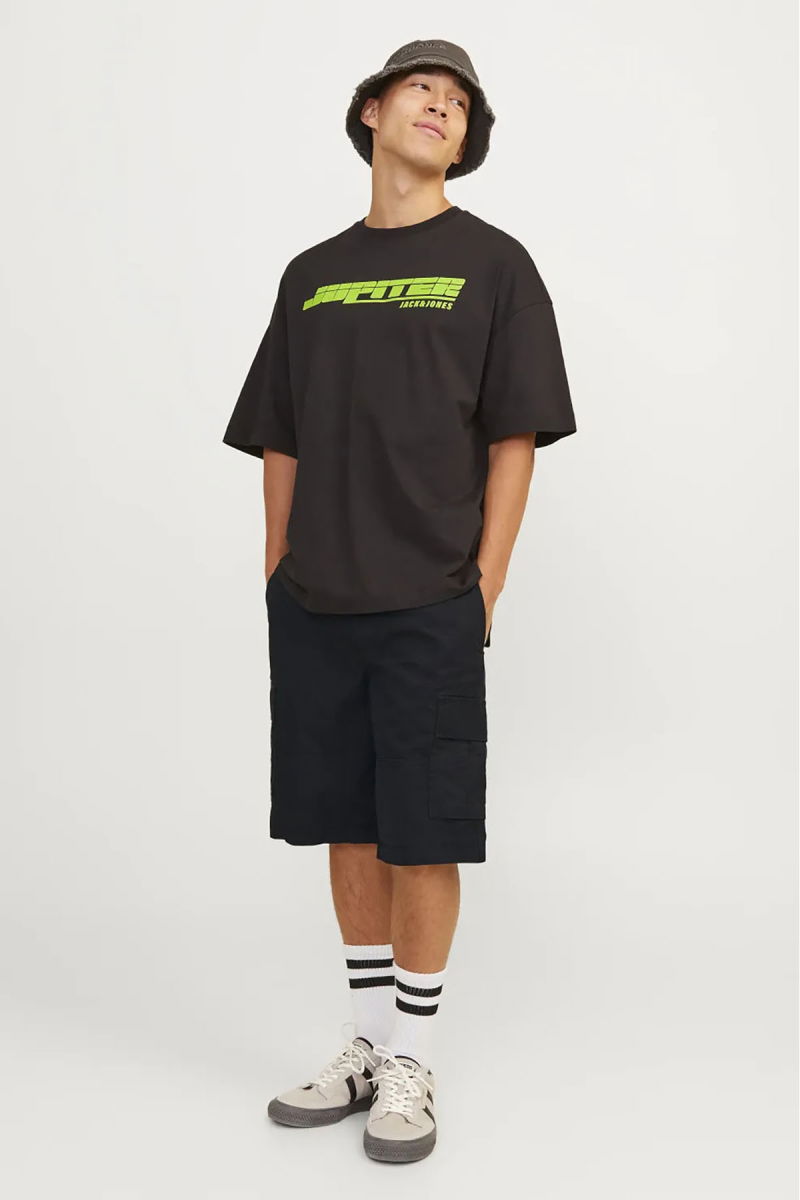 Jack & Jones Erkek Jpstcole %100 Pamuk Kargo Şort 12253222 Siyah - 3