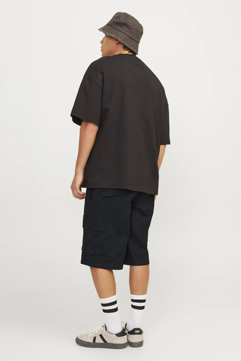 Jack & Jones Erkek Jpstcole %100 Pamuk Kargo Şort 12253222 Siyah - 4