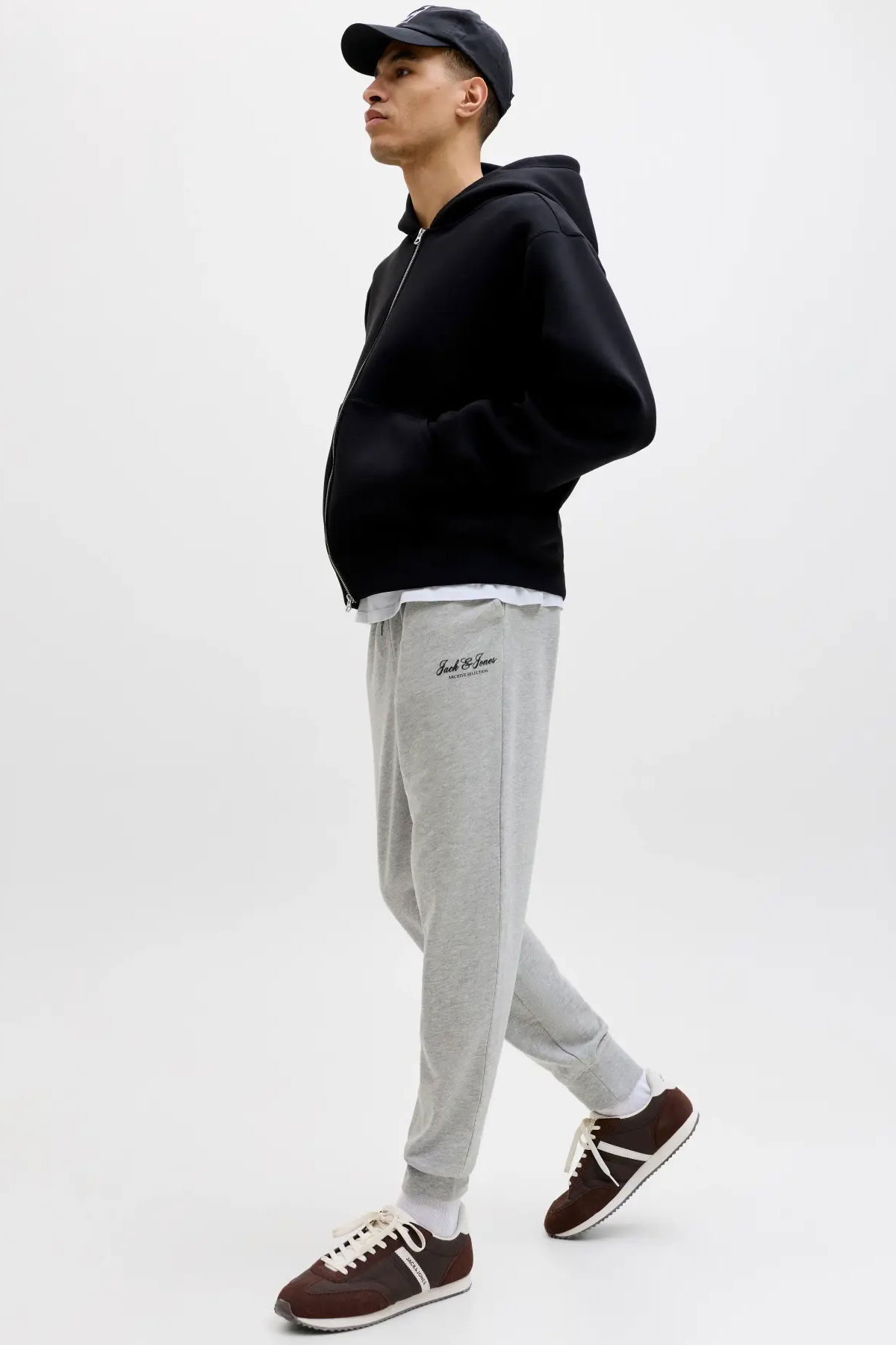 Jack & Jones Erkek Jpstgordon Logo Detaylı Çift Cepli Eşofman Altı 12288641 Açık Gri - 4