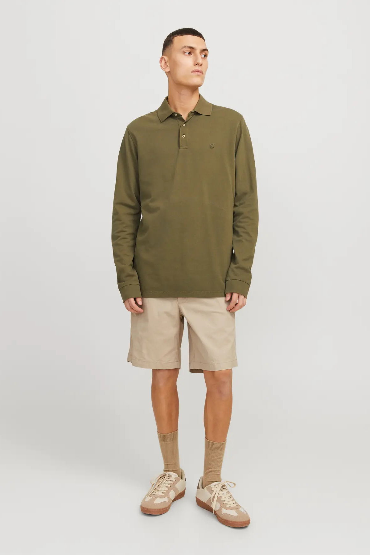 Jack & Jones Erkek Jpstjaıden Rahat Kesim Beli İp Detaylı Pamuklu Şort 12274983 Bej - 1