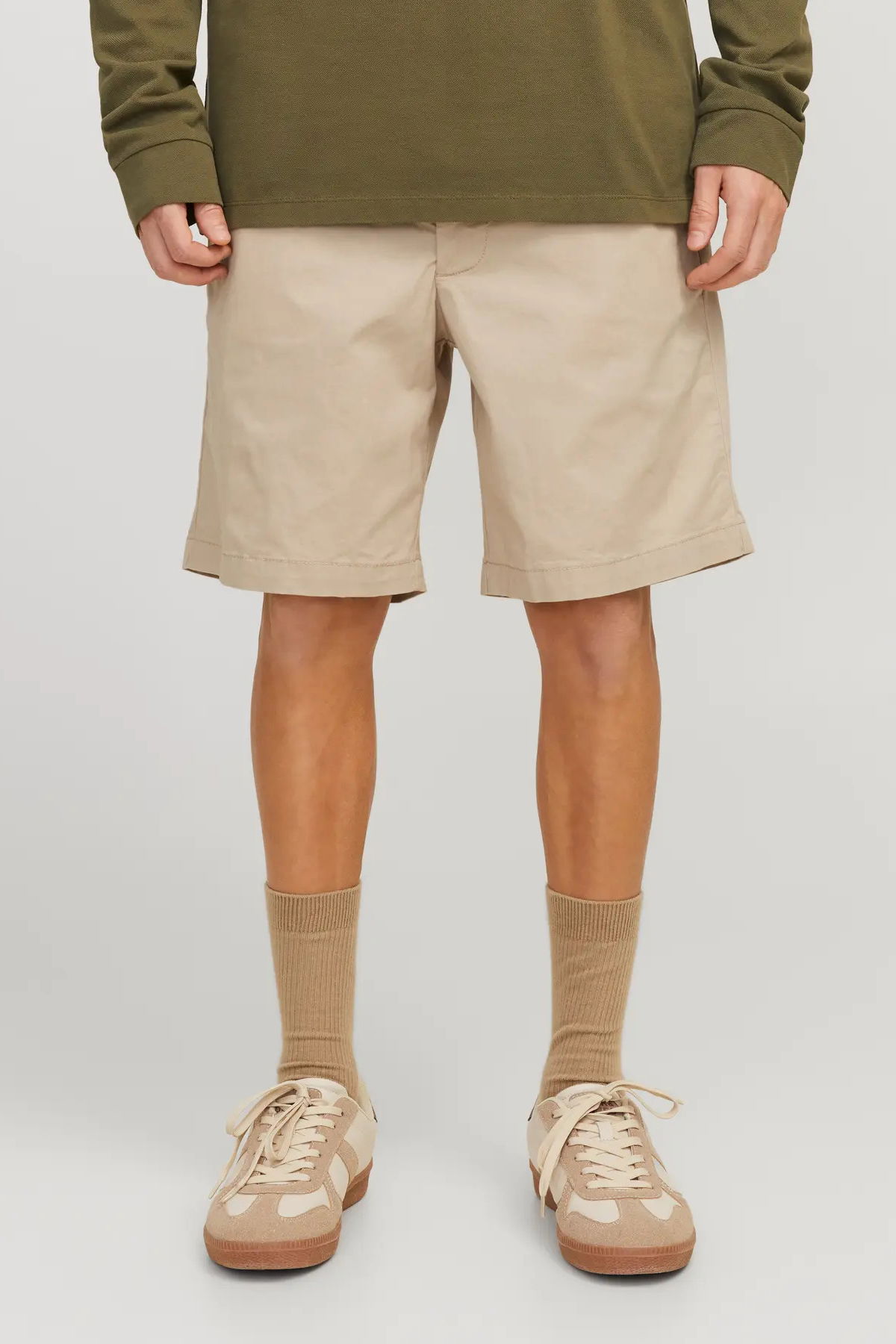 Jack & Jones Erkek Jpstjaıden Rahat Kesim Beli İp Detaylı Pamuklu Şort 12274983 Bej - 2