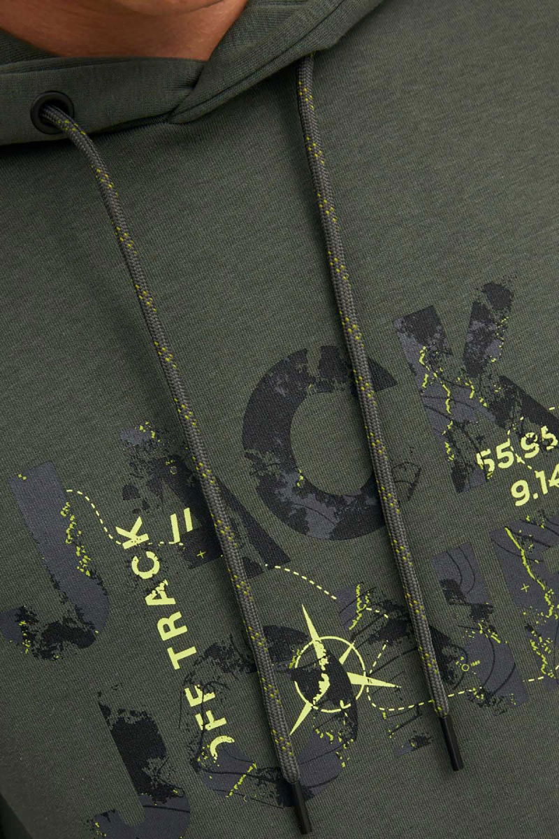 Jack & Jones Erkek Kapüşonlu Baskılı Sweatshirt 63412216242 Haki - 6