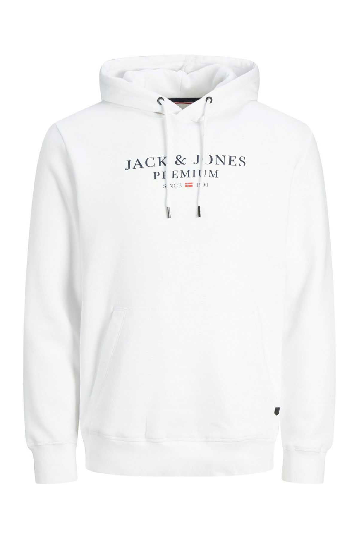 Jack & Jones Erkek Kapüşonlu Sweatshirt Jprbluarchıe 63412216335 Beyaz - 1