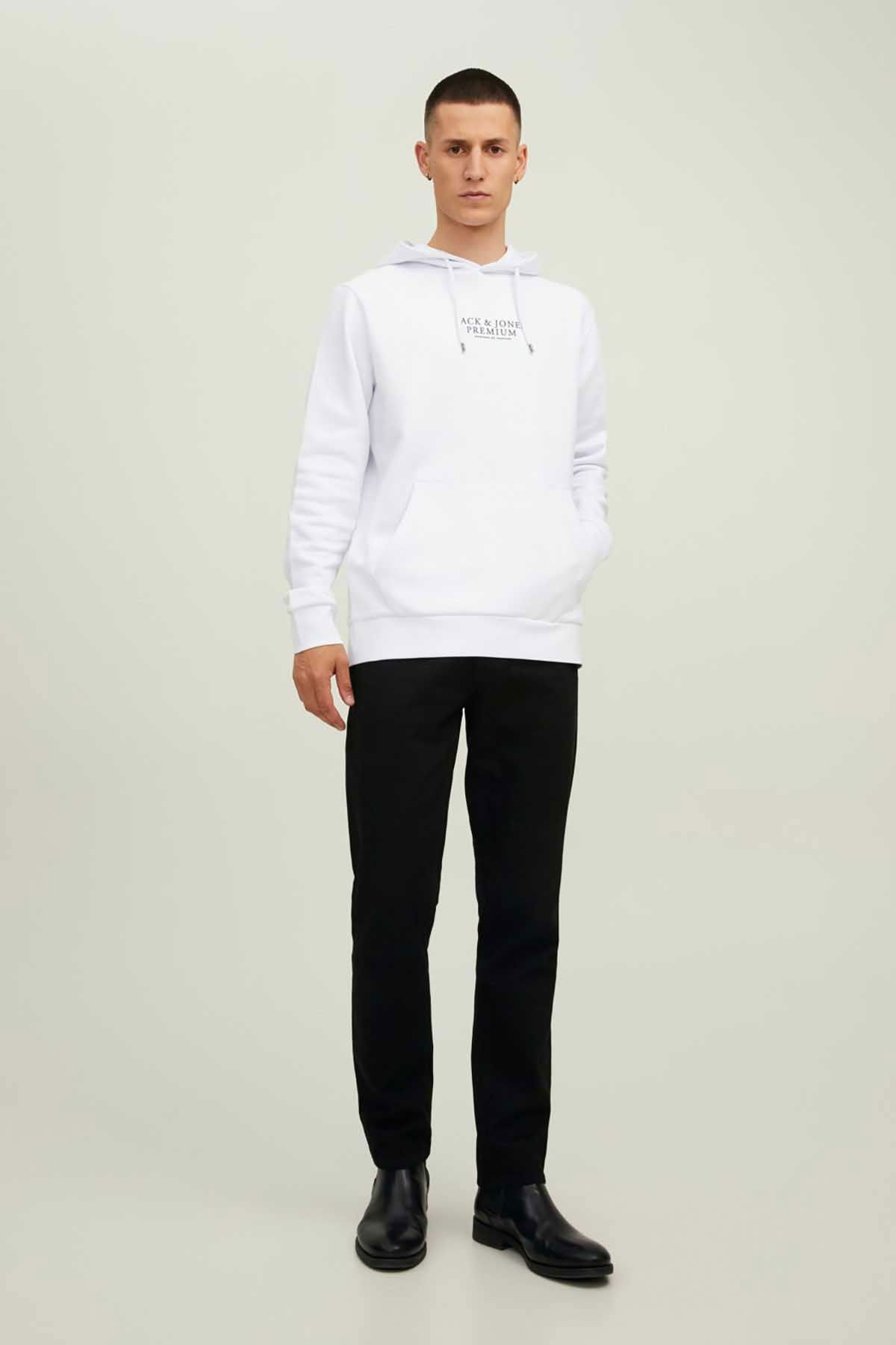 Jack & Jones Erkek Kapüşonlu Sweatshirt Jprbluarchıe 63412216335 Beyaz - 4