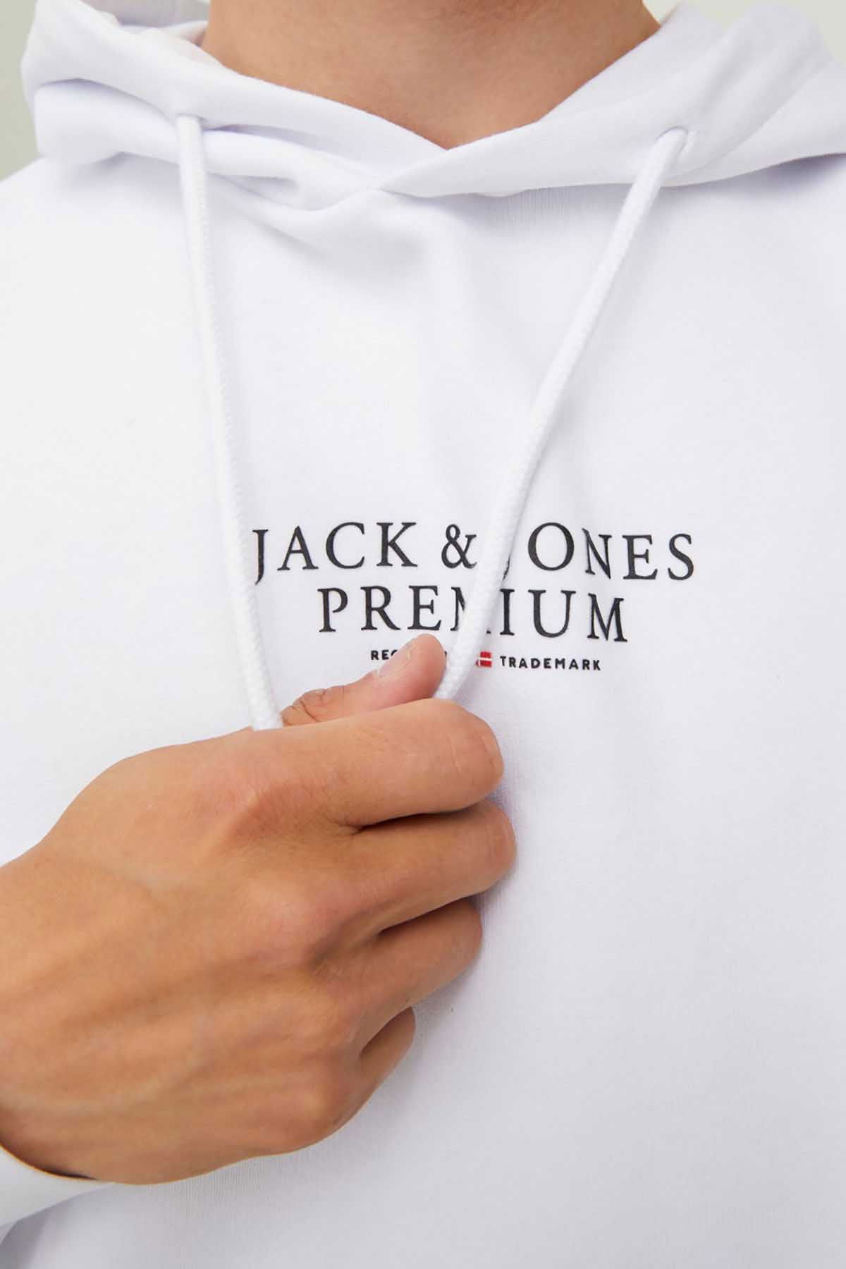 Jack & Jones Erkek Kapüşonlu Sweatshirt Jprbluarchıe 63412216335 Beyaz - 7