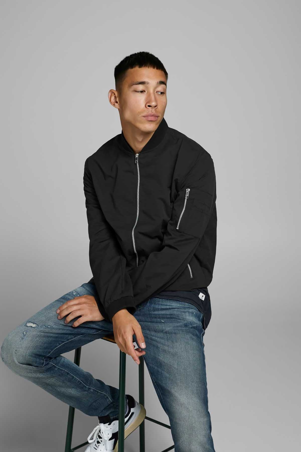 Jack & Jones Erkek Kolej Yaka Mont 63412165203 Siyah - 3