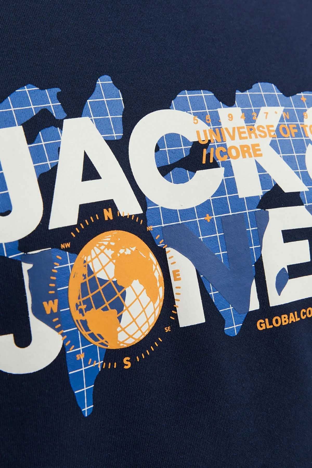 Jack & Jones Erkek Printed Bisiklet Yaka Sweatshirt 12240211 Lacivert - 4