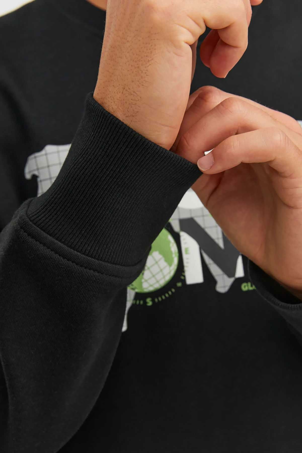 Jack & Jones Erkek Printed Bisiklet Yaka Sweatshirt 12240211 Siyah - 6
