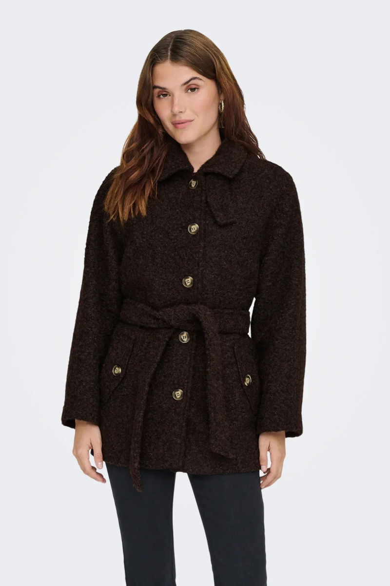 JDY Kadın Jdynevada Beli Kuşaklı Kırçıllı Kaşe Mont 15355063 Kahverengi - JDY