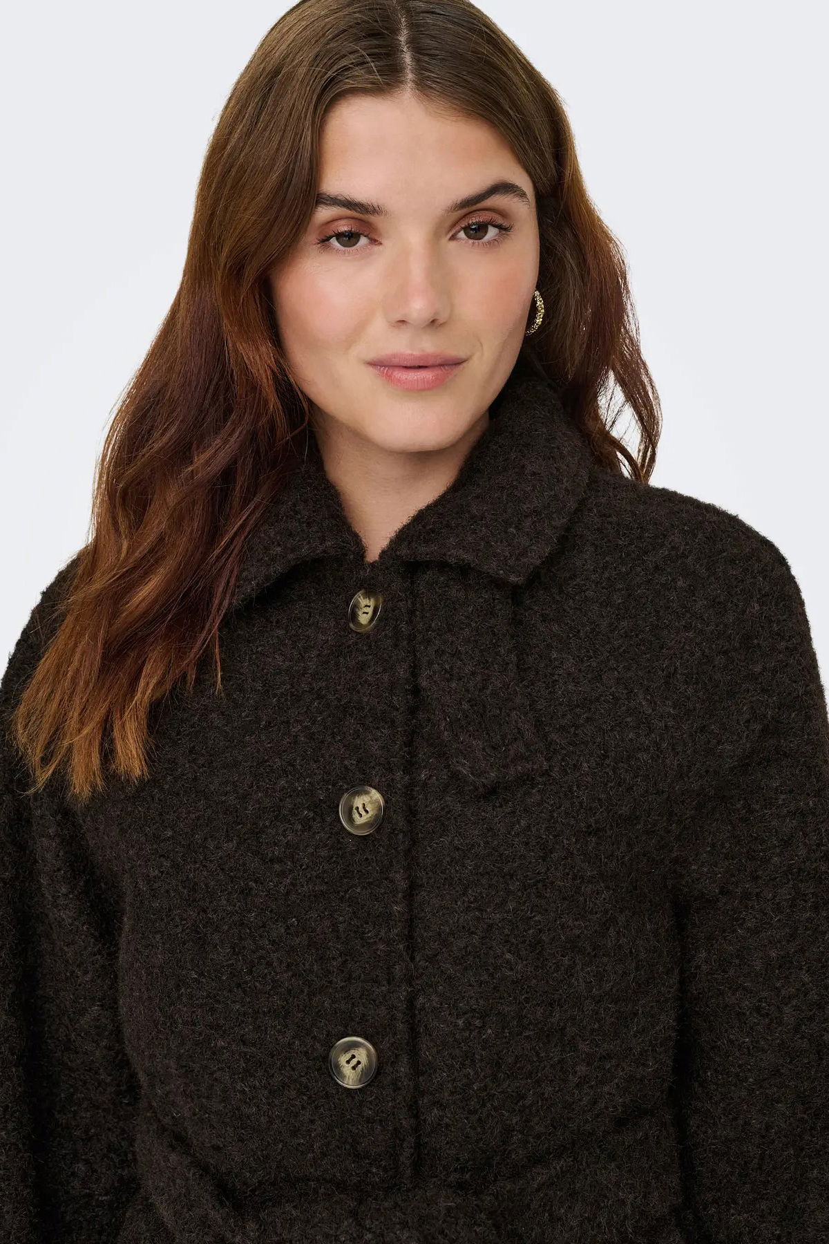 JDY Kadın Jdynevada Beli Kuşaklı Kırçıllı Kaşe Mont 15355063 Kahverengi - 2