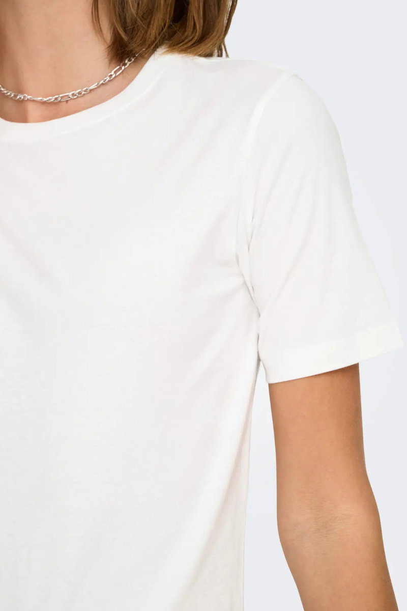 JDY Kadın Jdyrex Bisiklet Yaka %100 Pamuk T-Shirt 15344612 Ekru - 3