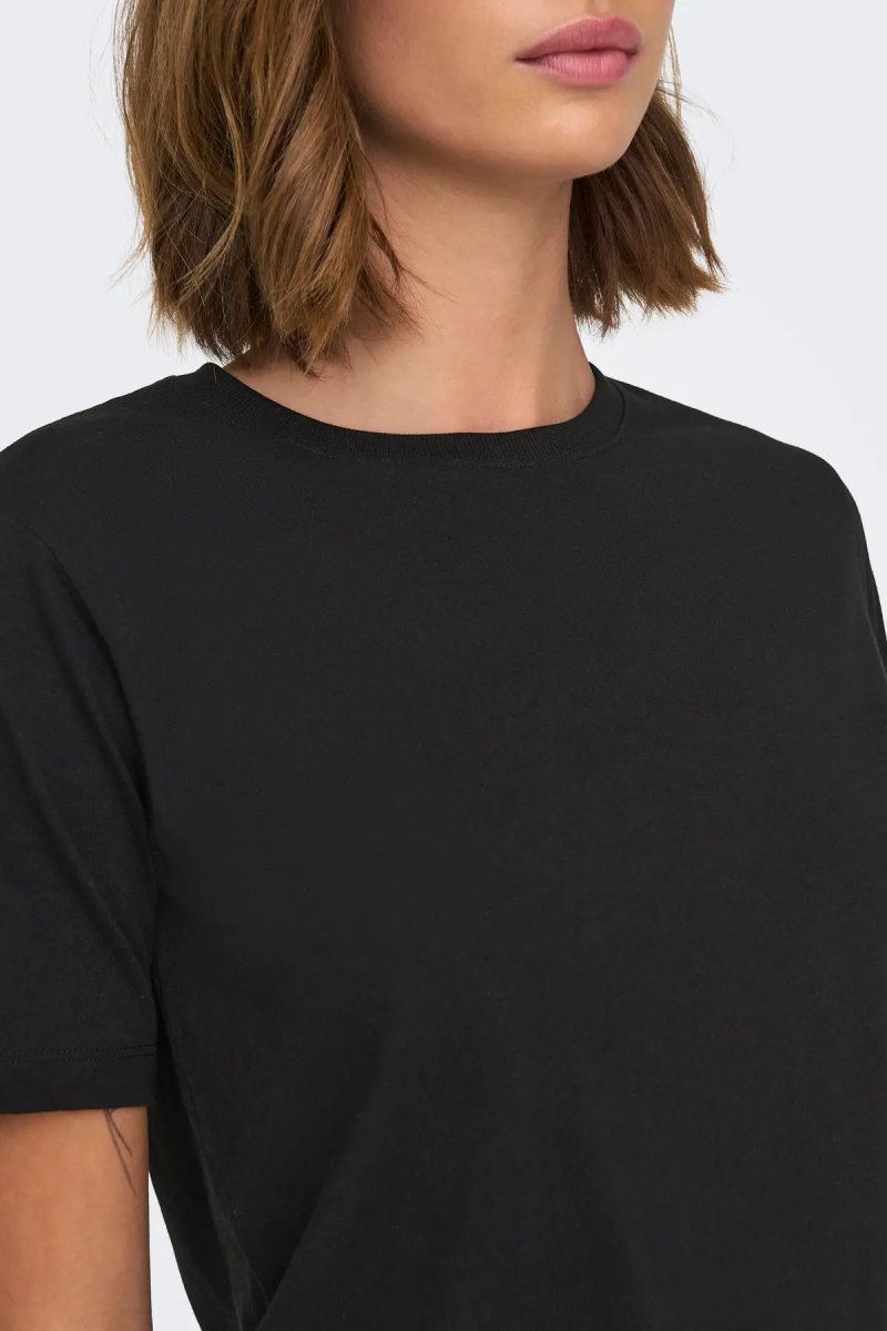 JDY Kadın Jdyrex Bisiklet Yaka %100 Pamuk T-Shirt 15344612 Siyah - 3