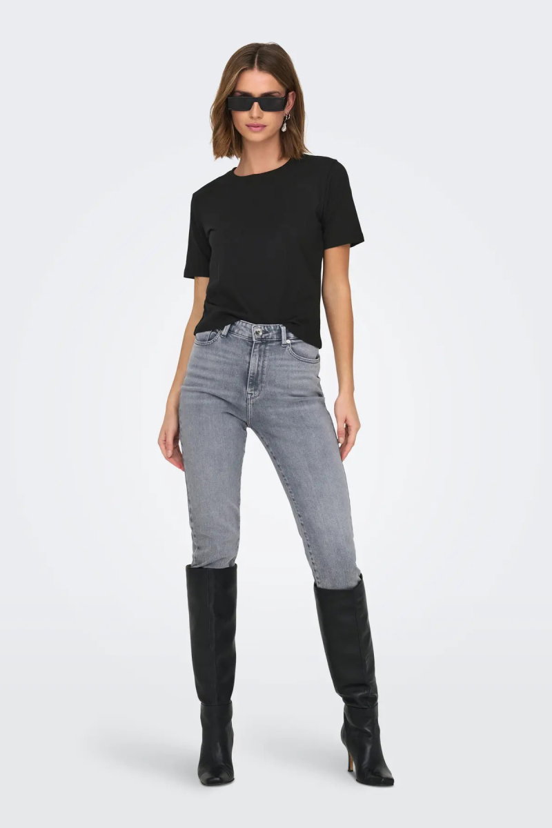 JDY Kadın Jdyrex Bisiklet Yaka %100 Pamuk T-Shirt 15344612 Siyah - 4