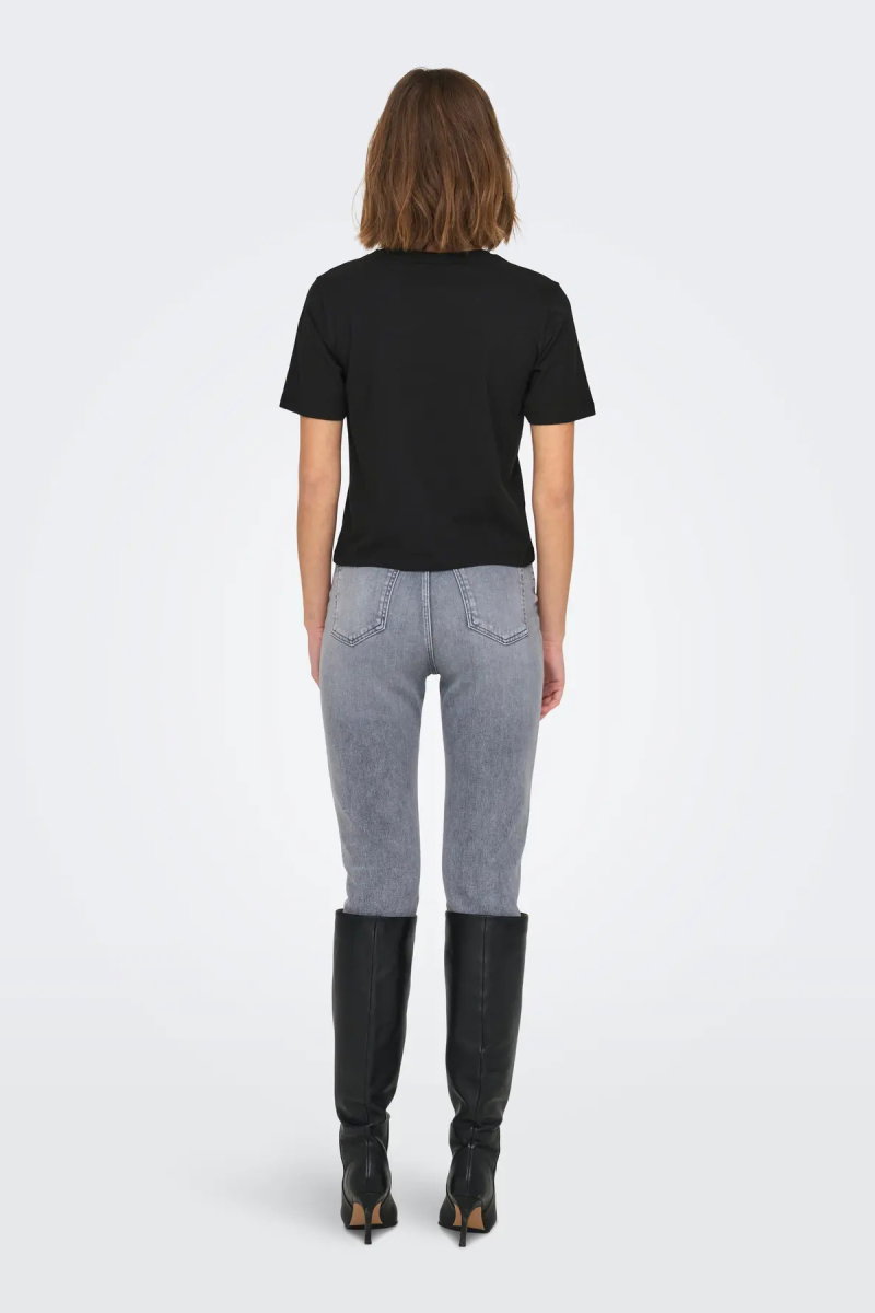 JDY Kadın Jdyrex Bisiklet Yaka %100 Pamuk T-Shirt 15344612 Siyah - 5
