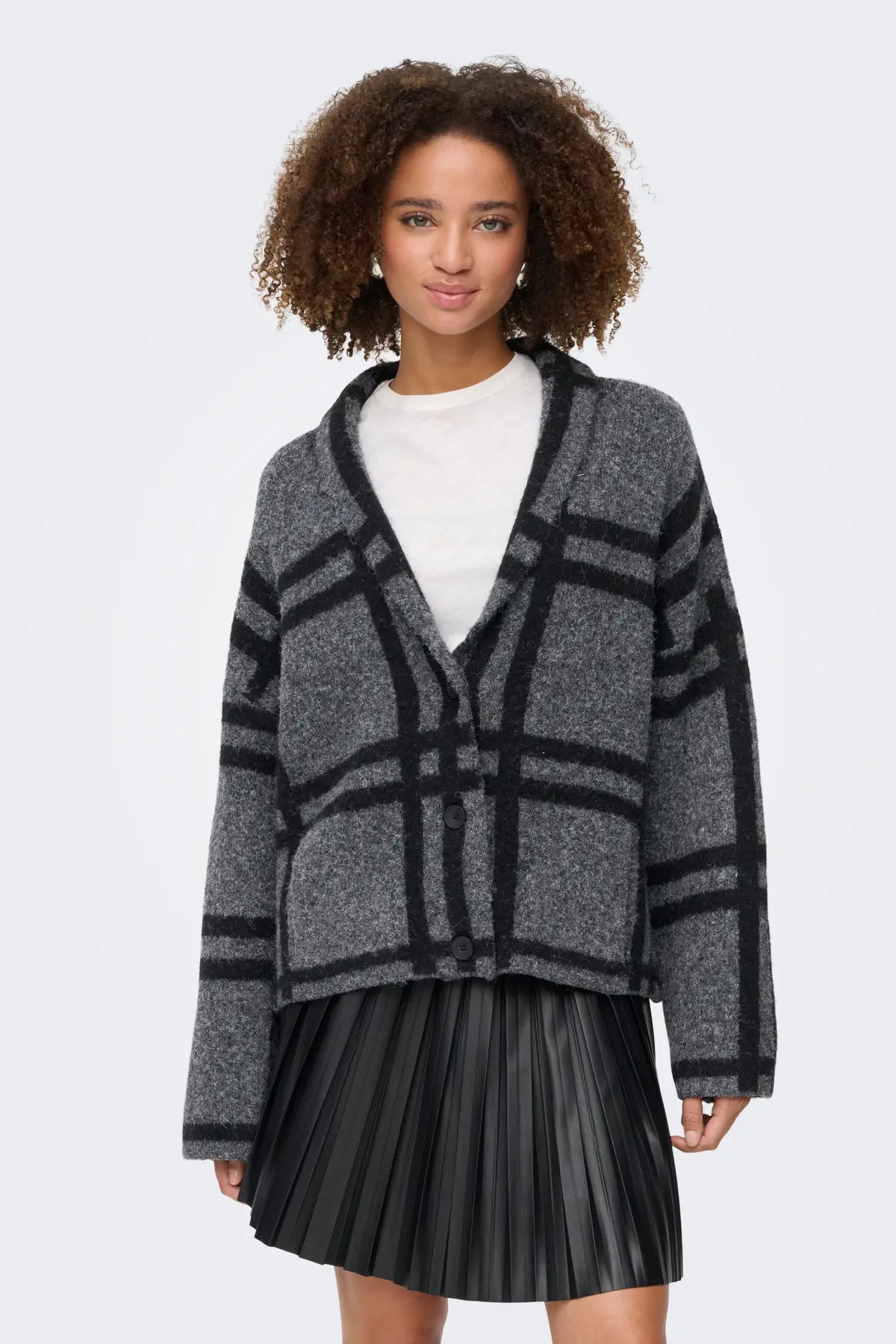 JDY Kadın V-Neck Düğmeli V Yaka Yünlü Hırka 15354098 Koyu Gri - 1