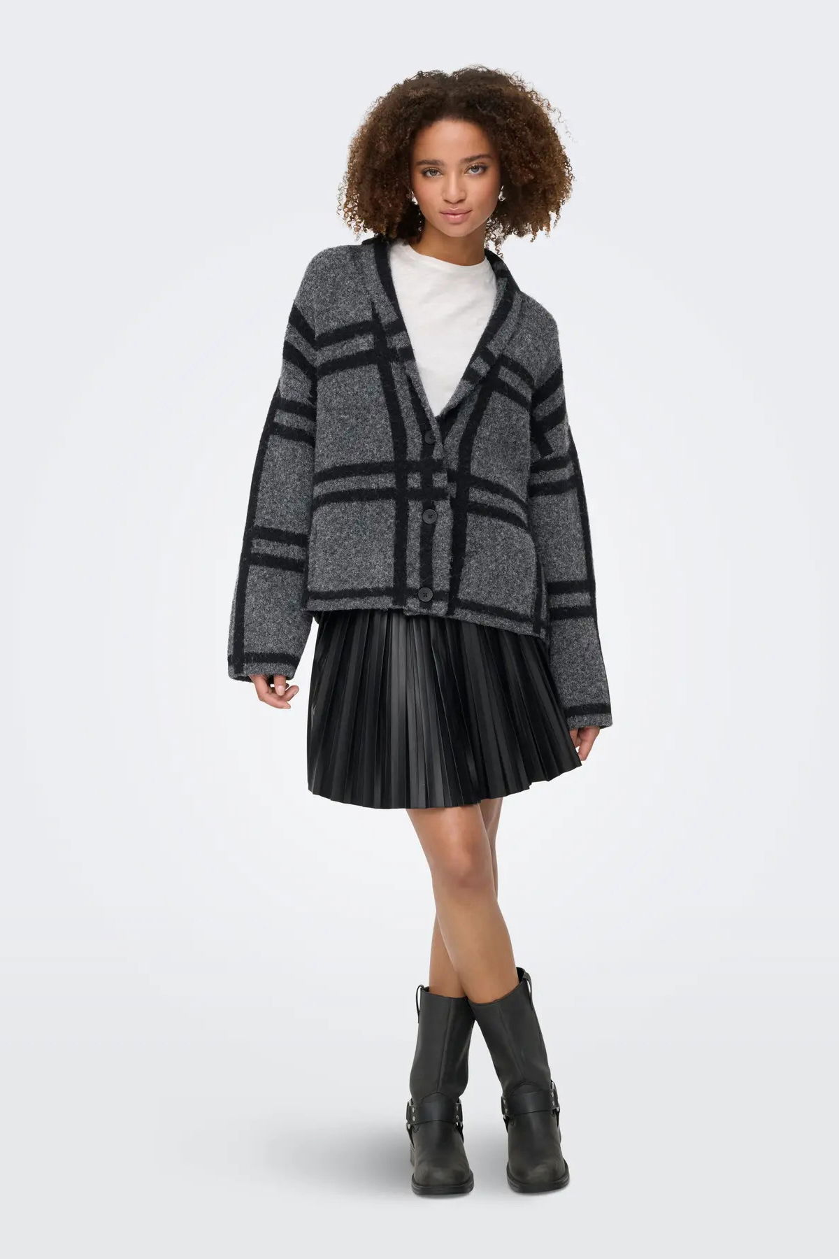 JDY Kadın V-Neck Düğmeli V Yaka Yünlü Hırka 15354098 Koyu Gri - 2