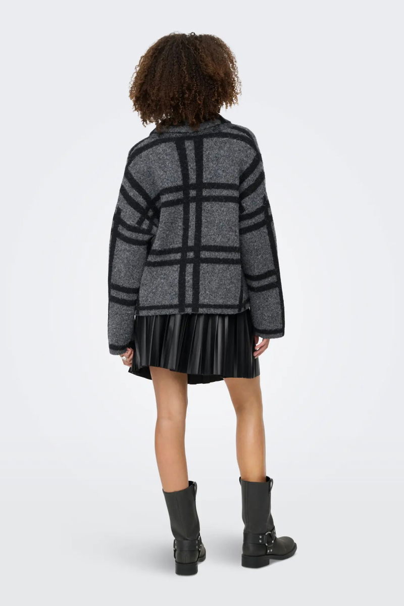 JDY Kadın V-Neck Düğmeli V Yaka Yünlü Hırka 15354098 Koyu Gri - 5