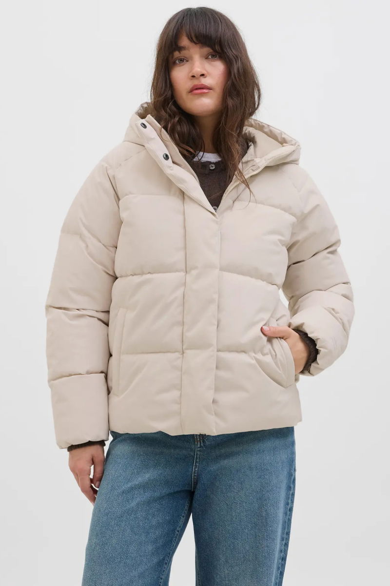 JJXX Kadın Jxglobal Kapüşonlu Şişme Mont 12283784 Ekru - 2