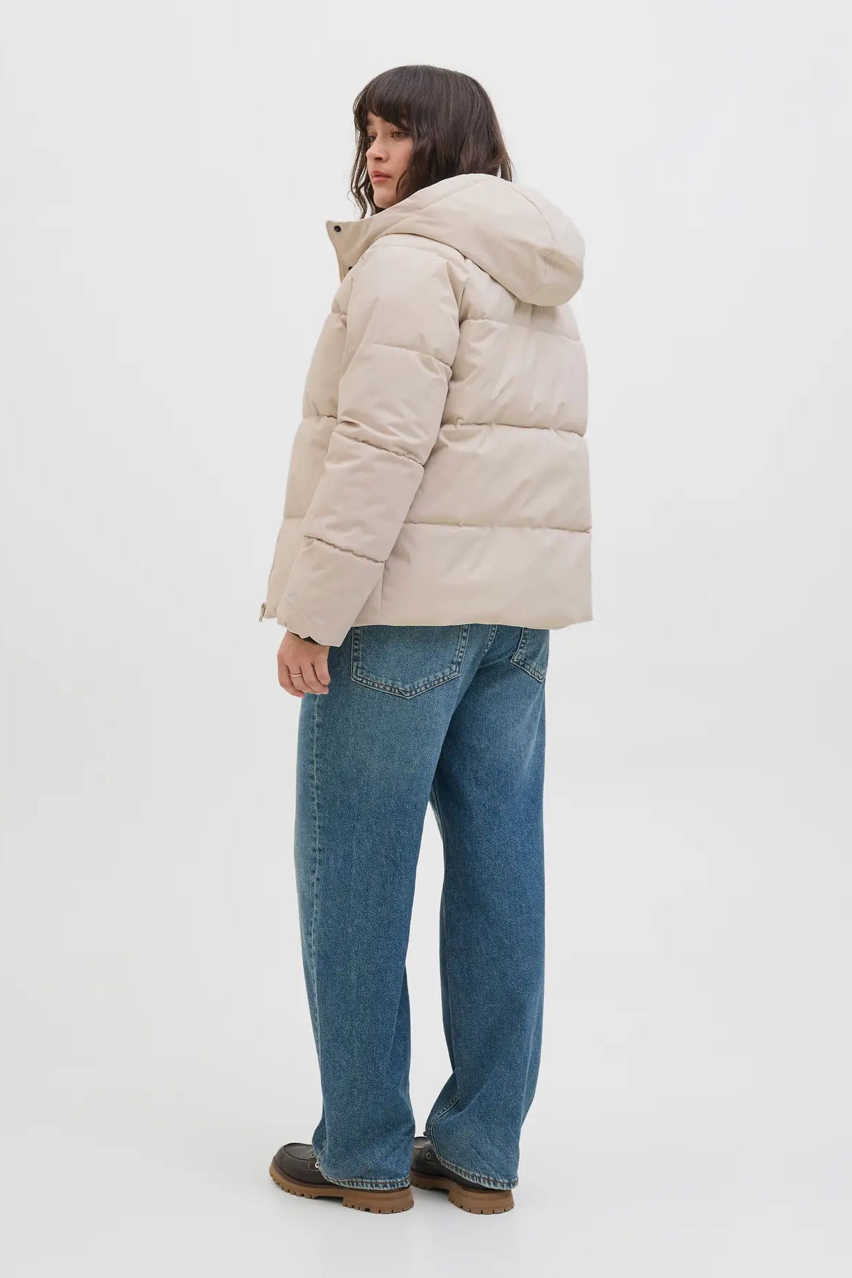 JJXX Kadın Jxglobal Kapüşonlu Şişme Mont 12283784 Ekru - 5