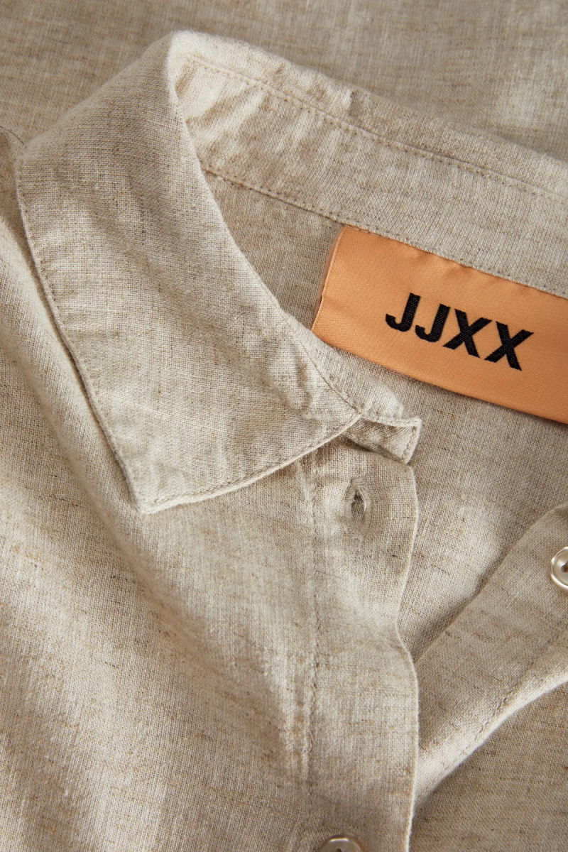 JJXX Kadın Jxjamıe Oversize Uzun Kollu Keten Gömlek 12269668 Bej - 3