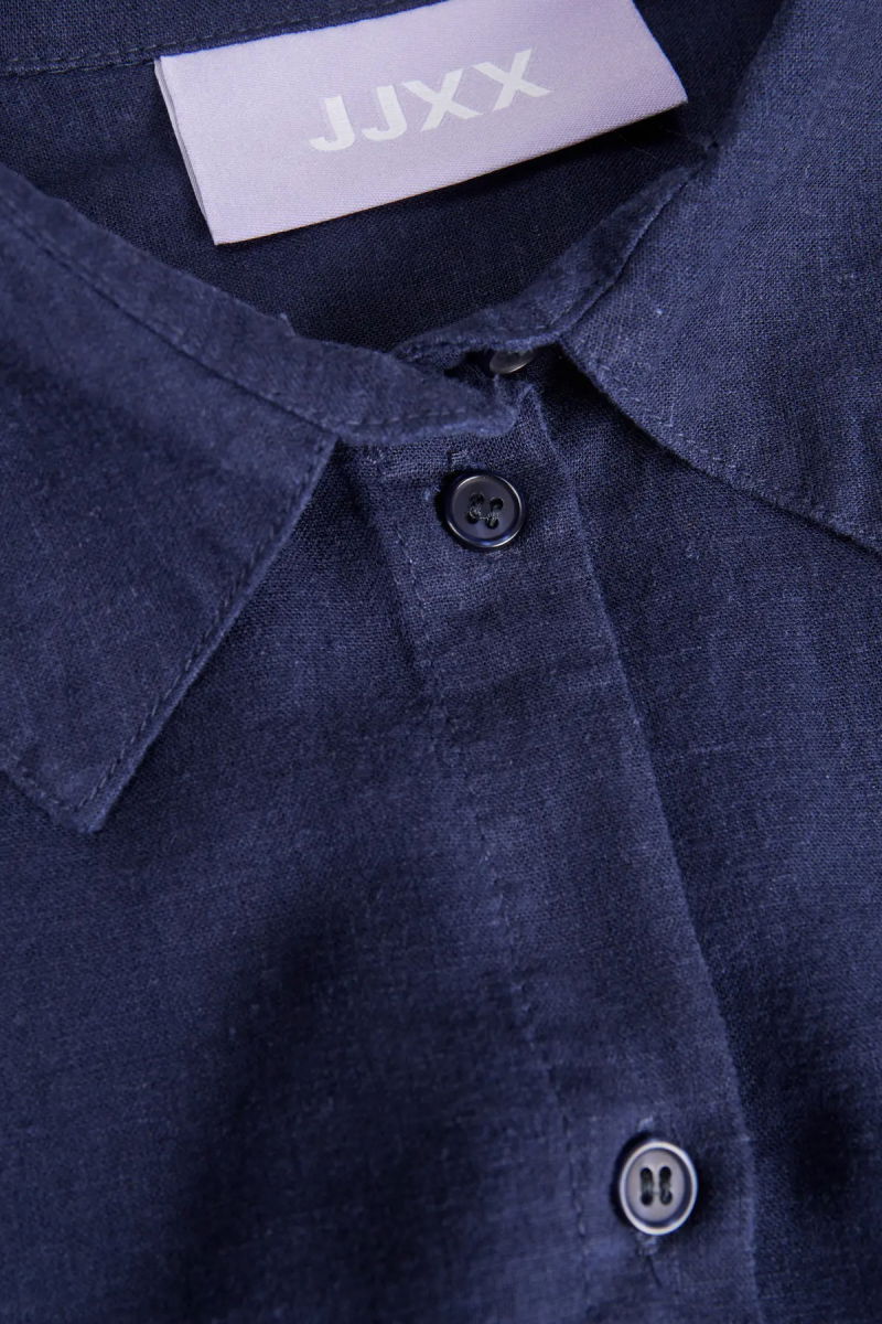 JJXX Kadın Jxjamıe Oversize Uzun Kollu Keten Gömlek 12269668 Lacivert - 3