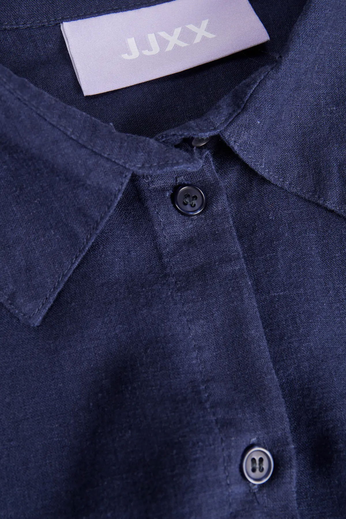 JJXX Kadın Jxjamıe Oversize Uzun Kollu Keten Gömlek 12269668 Lacivert - 3