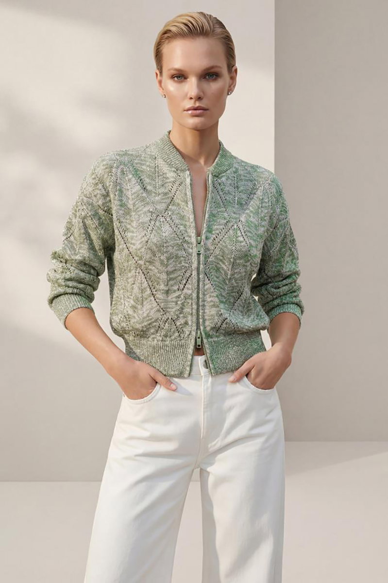 Join Us Kadın Ajurlu Bomber Ceket S020 Yeşil - Join Us