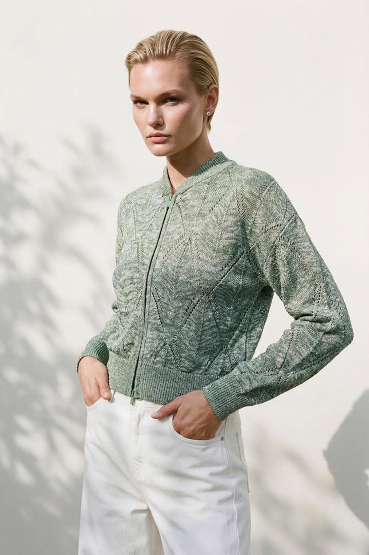 Join Us Kadın Ajurlu Bomber Ceket S020 Yeşil - 2