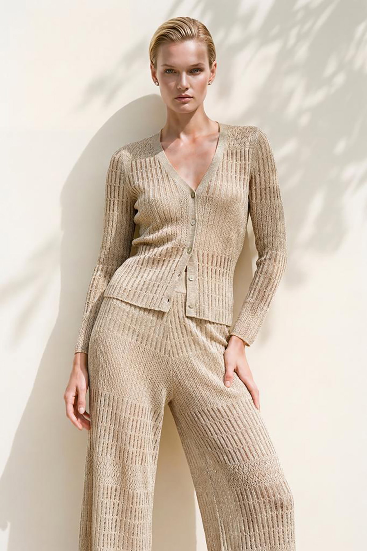 Join Us Kadın Ajurlu Simli Hırka S104 Bej - 5