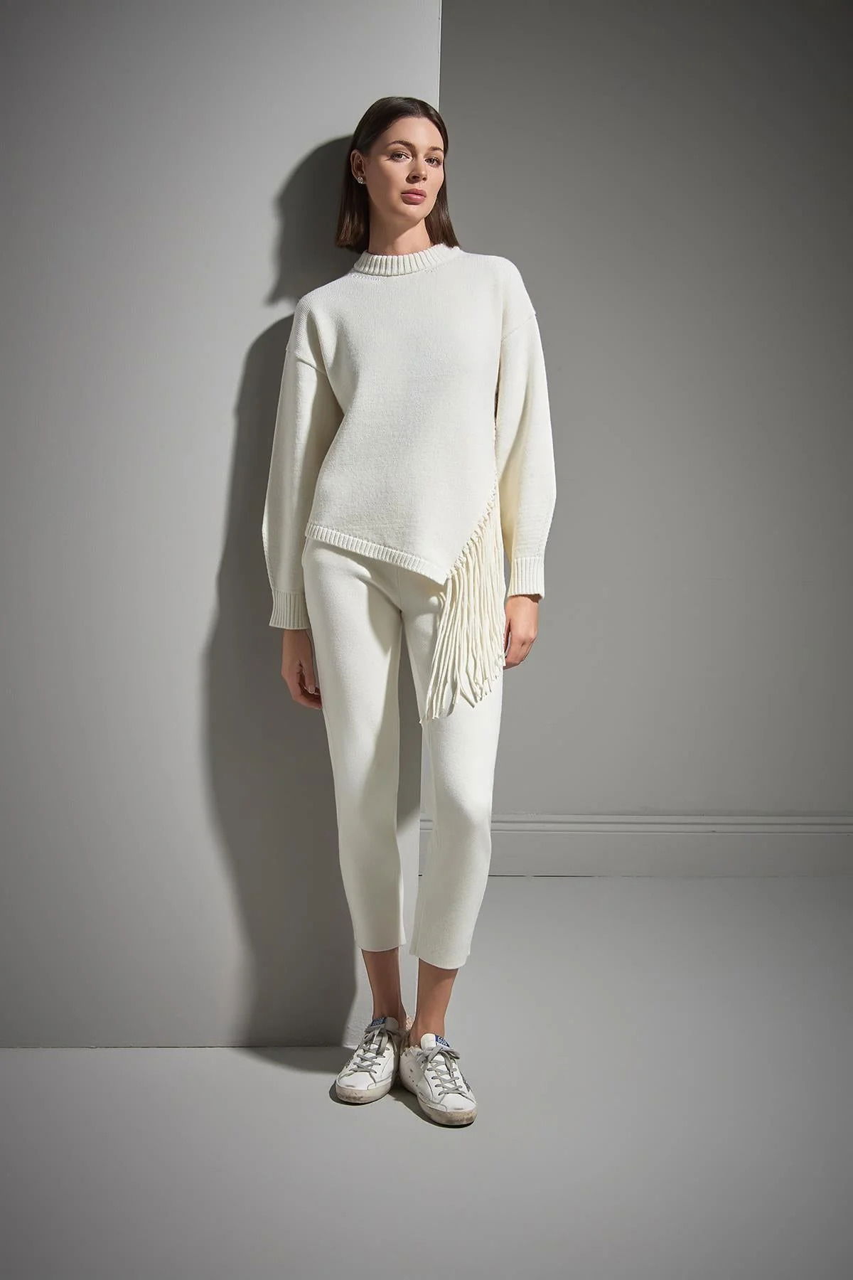 Join Us Kadın Beli Kordonlu Cepli Triko Pantolon W215 Ekru - 4
