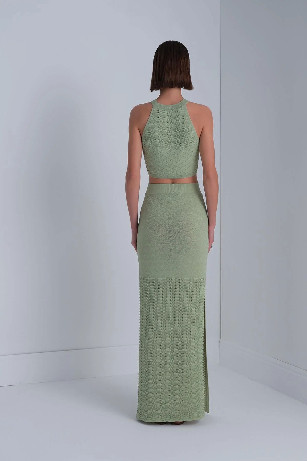 Join Us Kadın Beli Lastikli Maxi Etek S129 Yeşil - 4