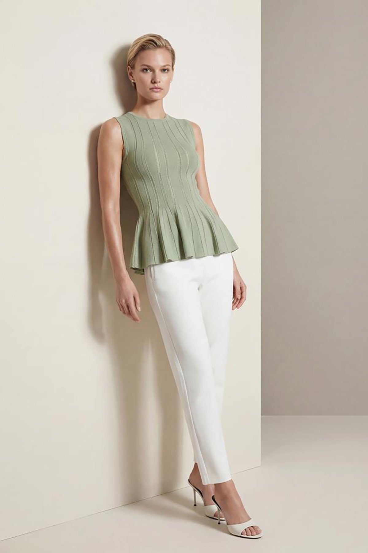 Join Us Kadın Bisiklet Yaka Peplum Bluz S006 Yeşil - 1