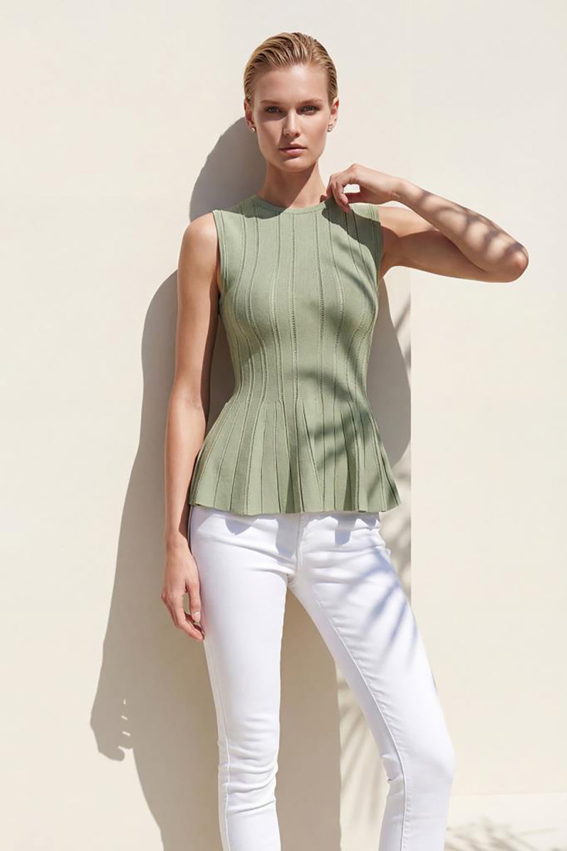 Join Us Kadın Bisiklet Yaka Peplum Bluz S006 Yeşil - 3