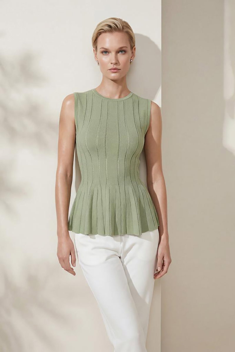 Join Us Kadın Bisiklet Yaka Peplum Bluz S006 Yeşil - 4